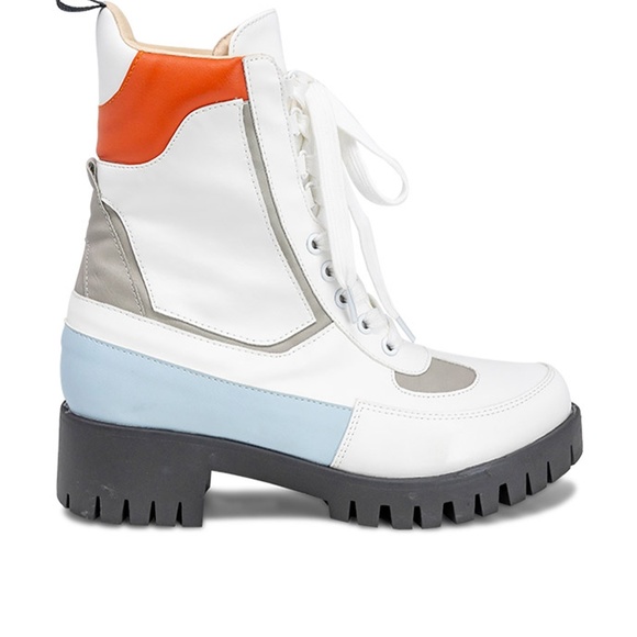 Chase + Chloe Shoes - Women's Lace Up Multi-color Ankle Combat Boots Chase + Chloe Shoes - Women's Lace Up Multi-color Ankle Combat Boots